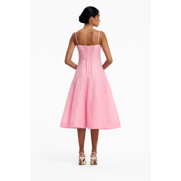 Leo Lin Marisol Bow Midi Dress in Pink view 5