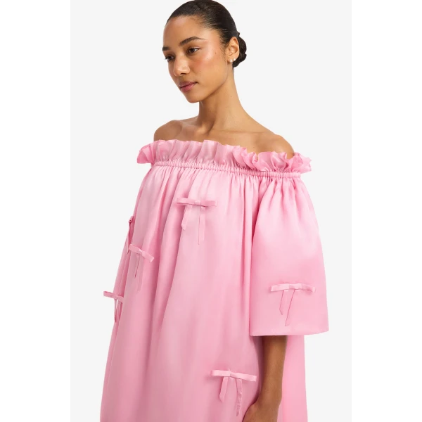Leo Lin Liana Bow Off Shoulder Maxi Dress in Pink view 6