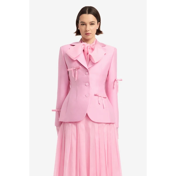 Leo Lin Annika Bow Blazer in Pink view 2