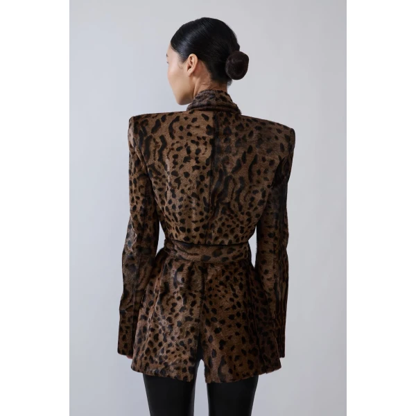 calf hair belted jacket