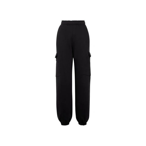Cotton Cargo Sweatpant in Black
