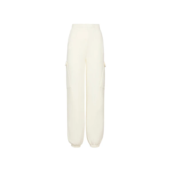 Cotton Cargo Sweatpant in Off White