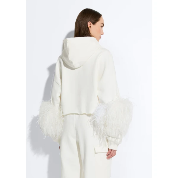 cotton sweatshirt with feathers