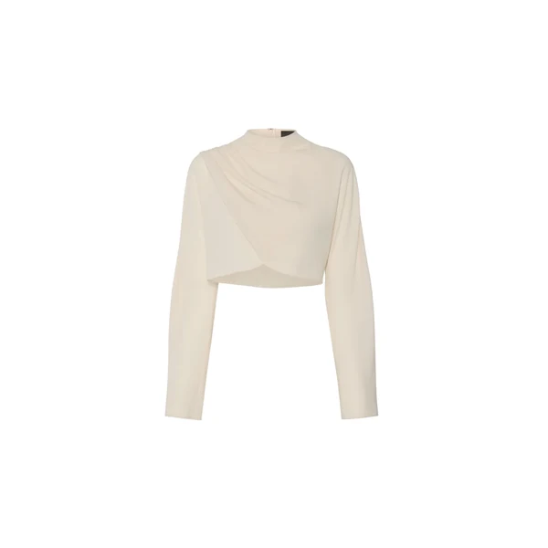 Georgette Draped Neck Dolman Top in Ecru