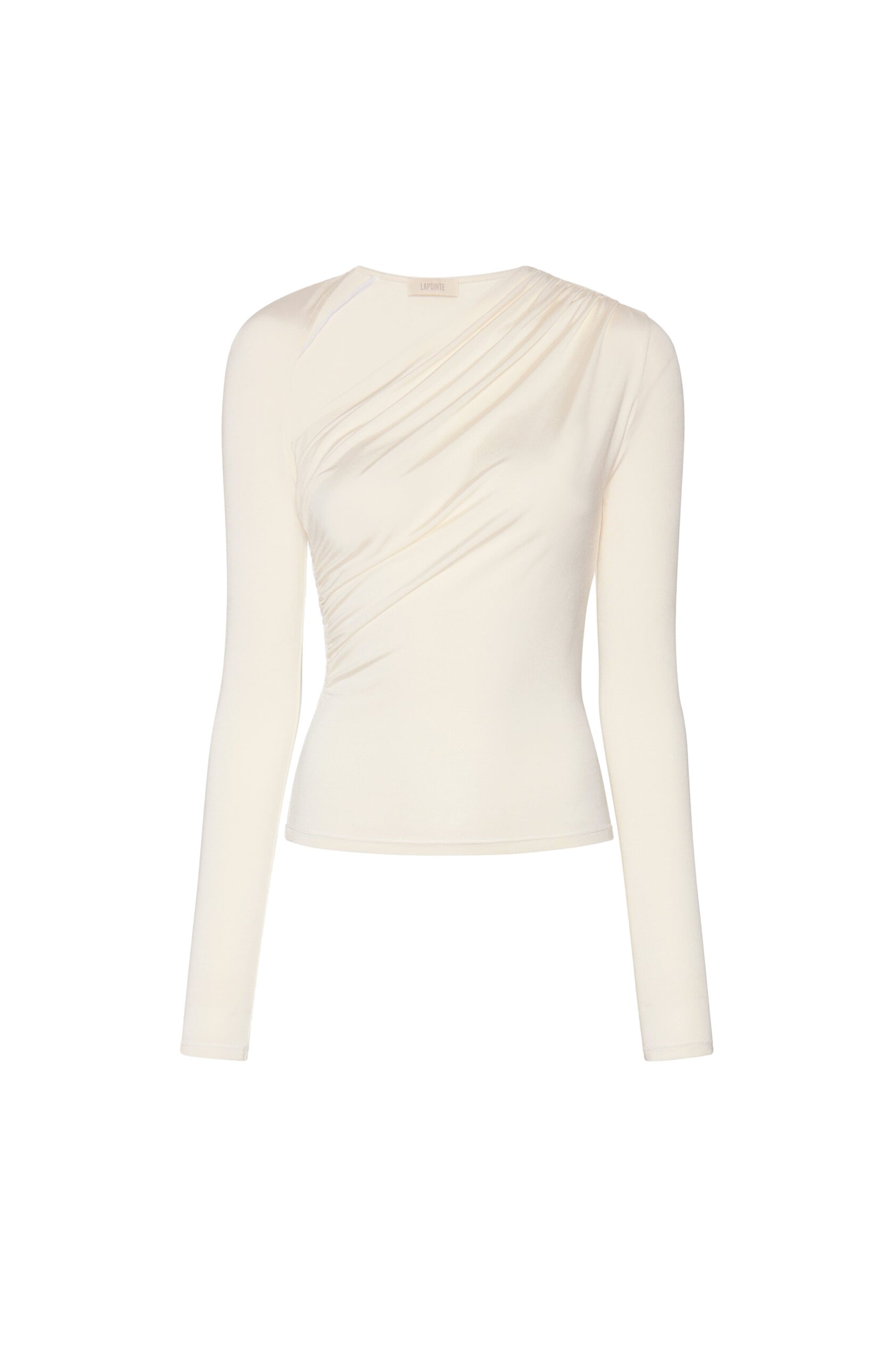 Jersey Asymmetrical Ruched Top in Cream