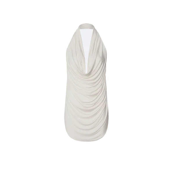 Jersey Draped Cowl Neck Top in Cream