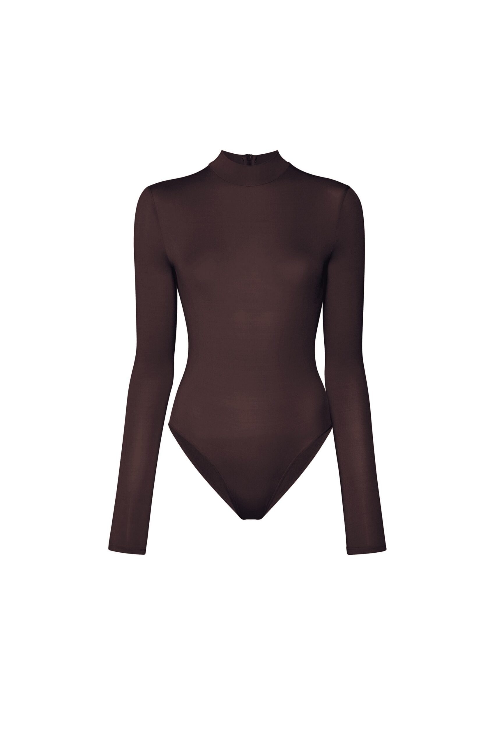 Jersey Mock Neck Bodysuit in Chocolate