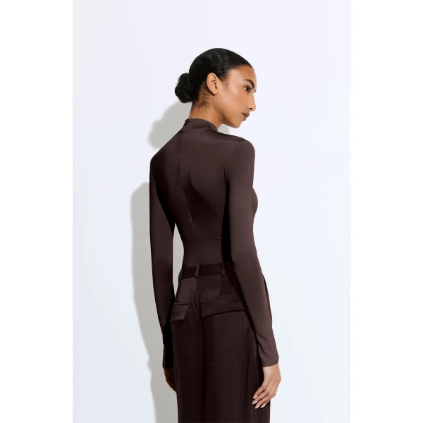 jersey mock neck bodysuit