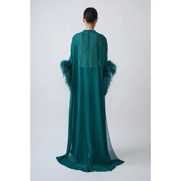 lightweight georgette high low top with feathers