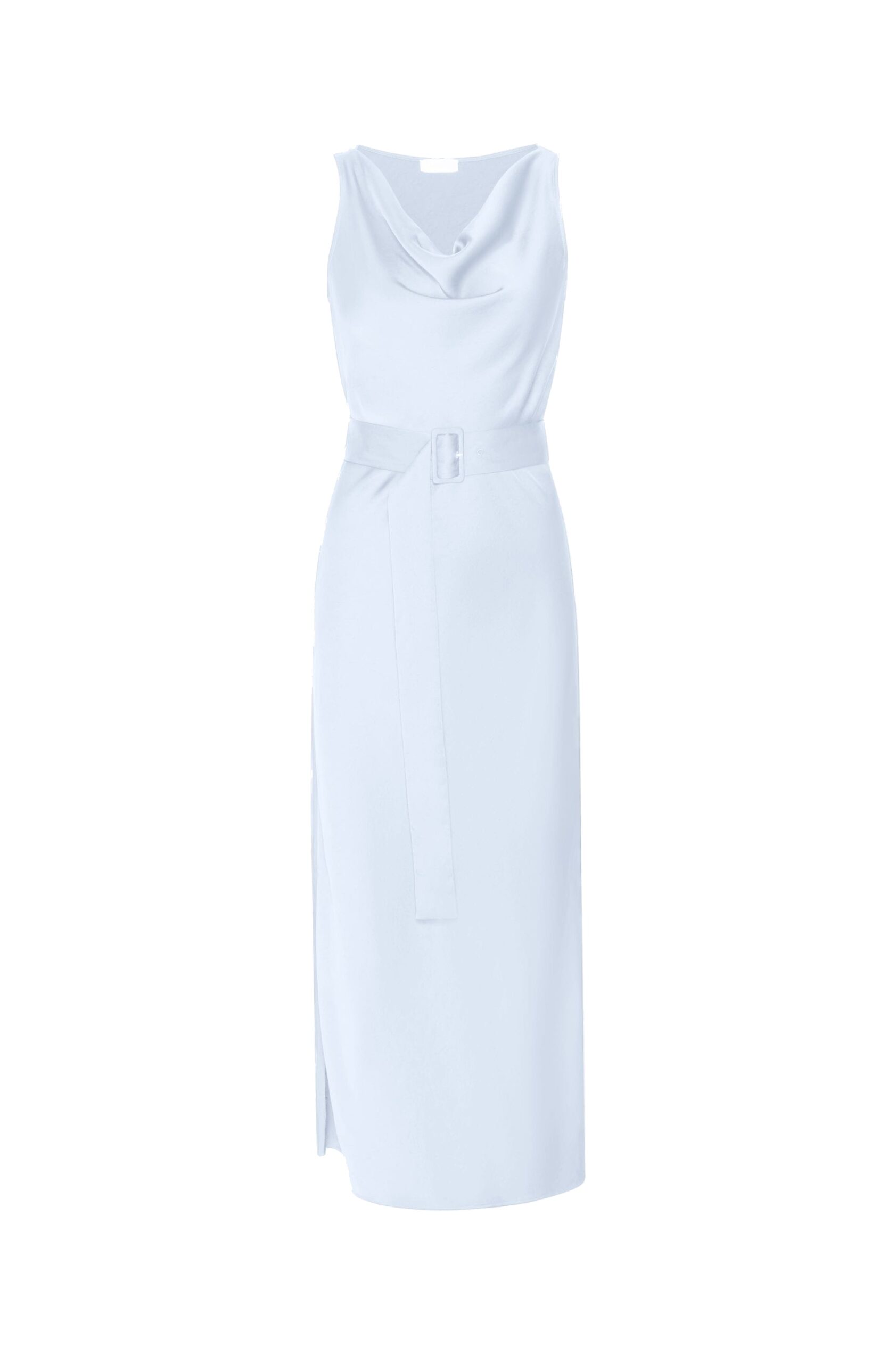 Lightweight Satin Belted Dress in Cloud