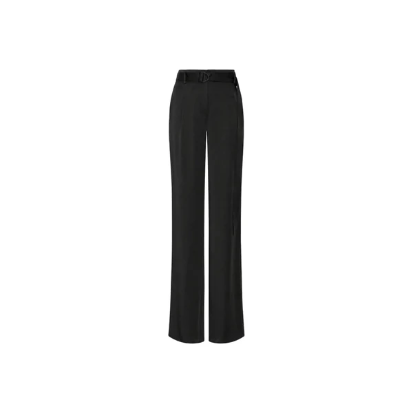 Lightweight Satin Belted Pant in Black