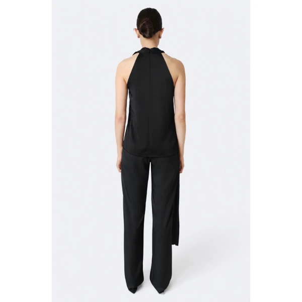 lightweight satin cross halterneck sash top