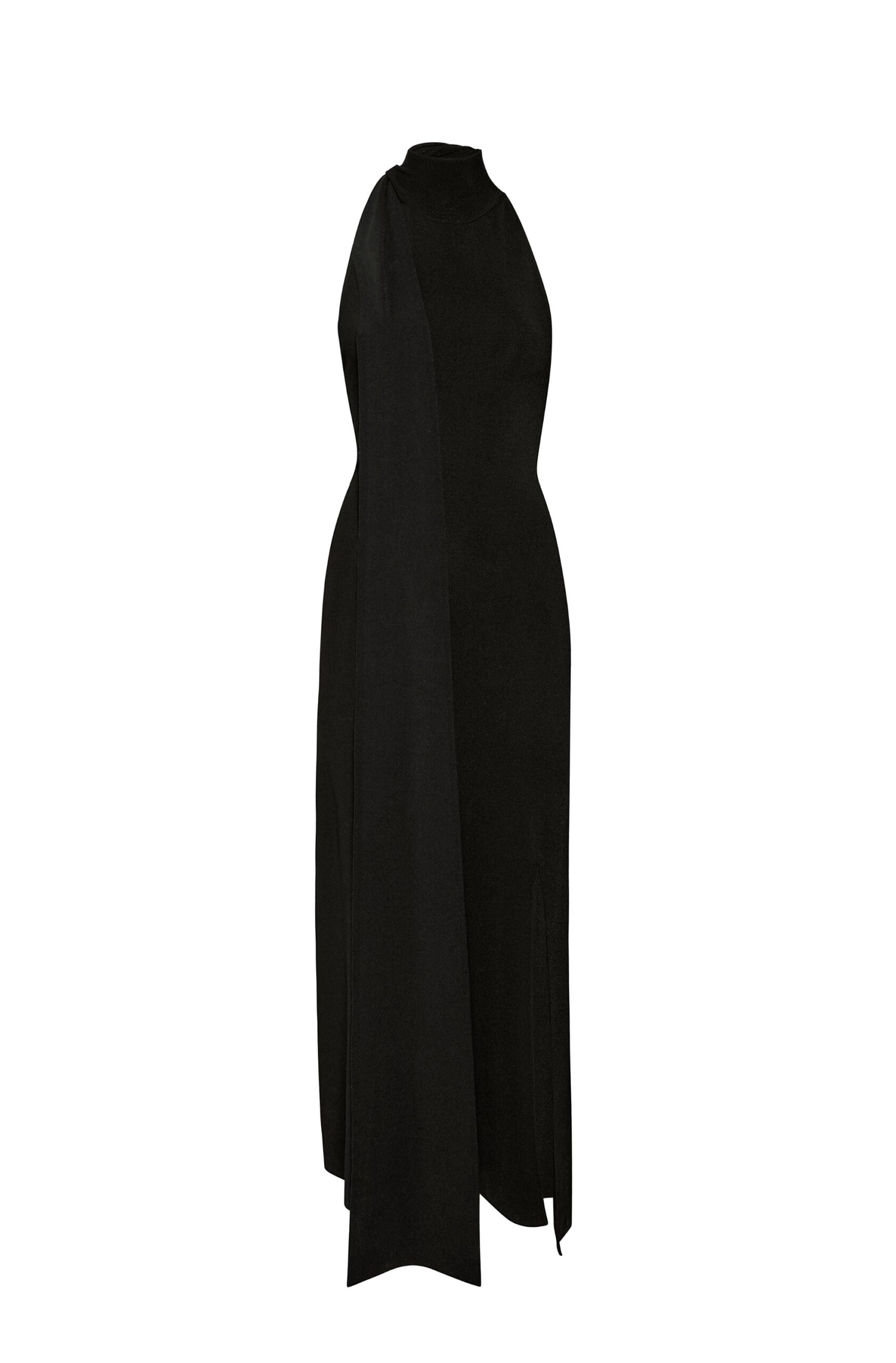 Matte Viscose Halterneck Dress in Black