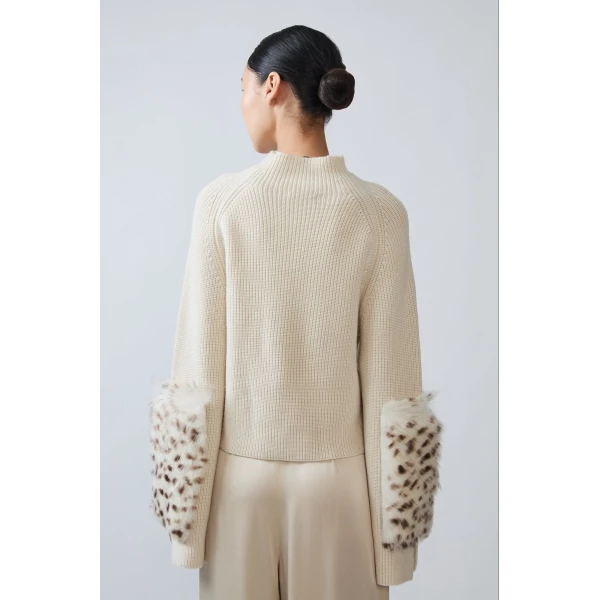 merino mock neck sweater with patch
