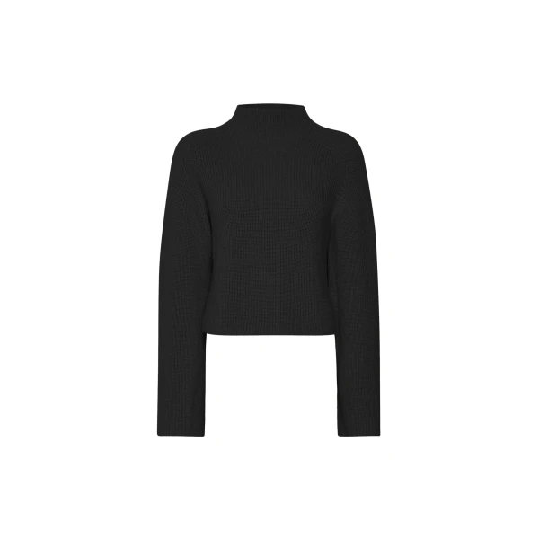 Merino Mock Neck Sweater in Black