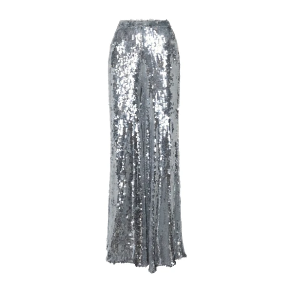 Mesh Sequin Wide Leg Pant in Black