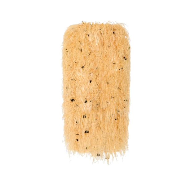 Multi Feather Embroidery High Waist Skirt in Honey