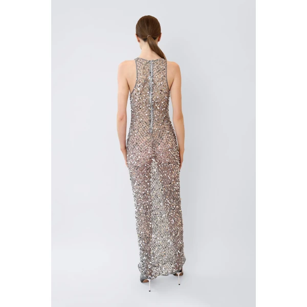 net mesh sequin tank gown