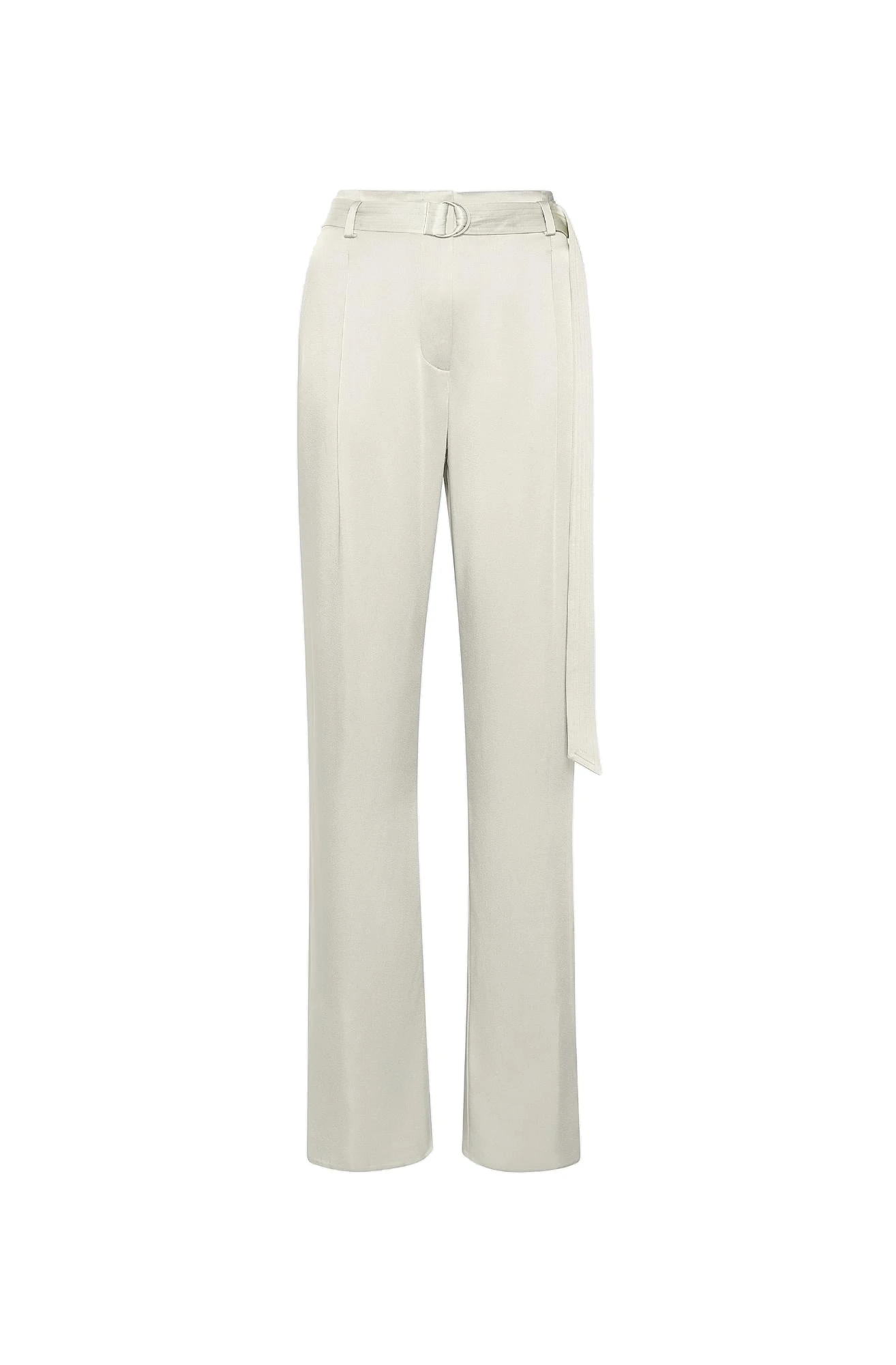 Satin Belted Pant in Cream
