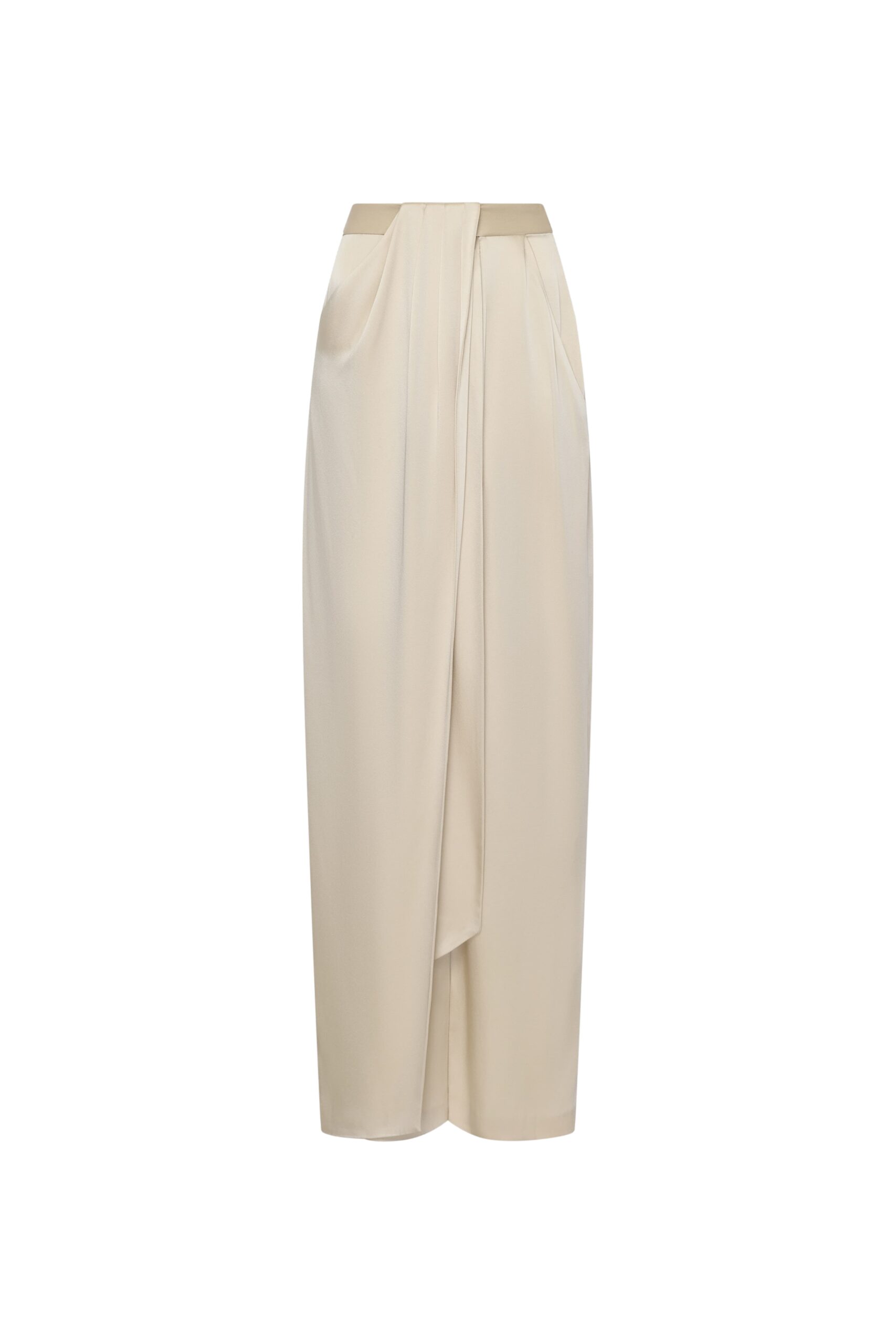 Satin Draped Relaxed Pant in Sand