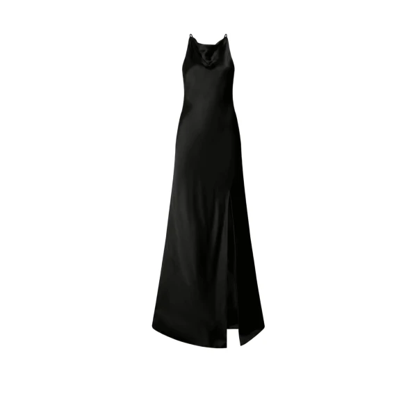 Satin Halter Gown in Black