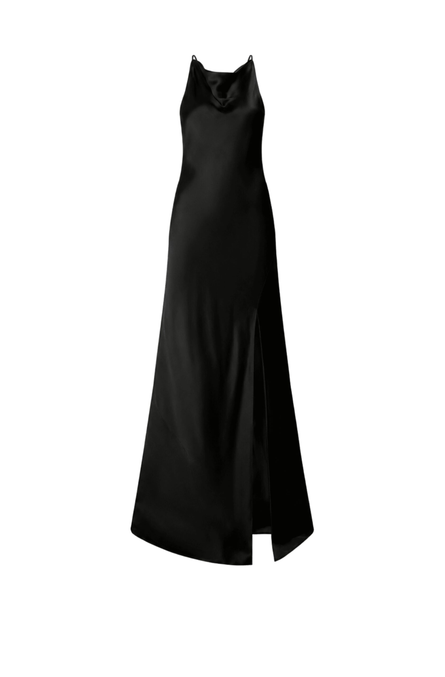 Satin Halter Gown in Black