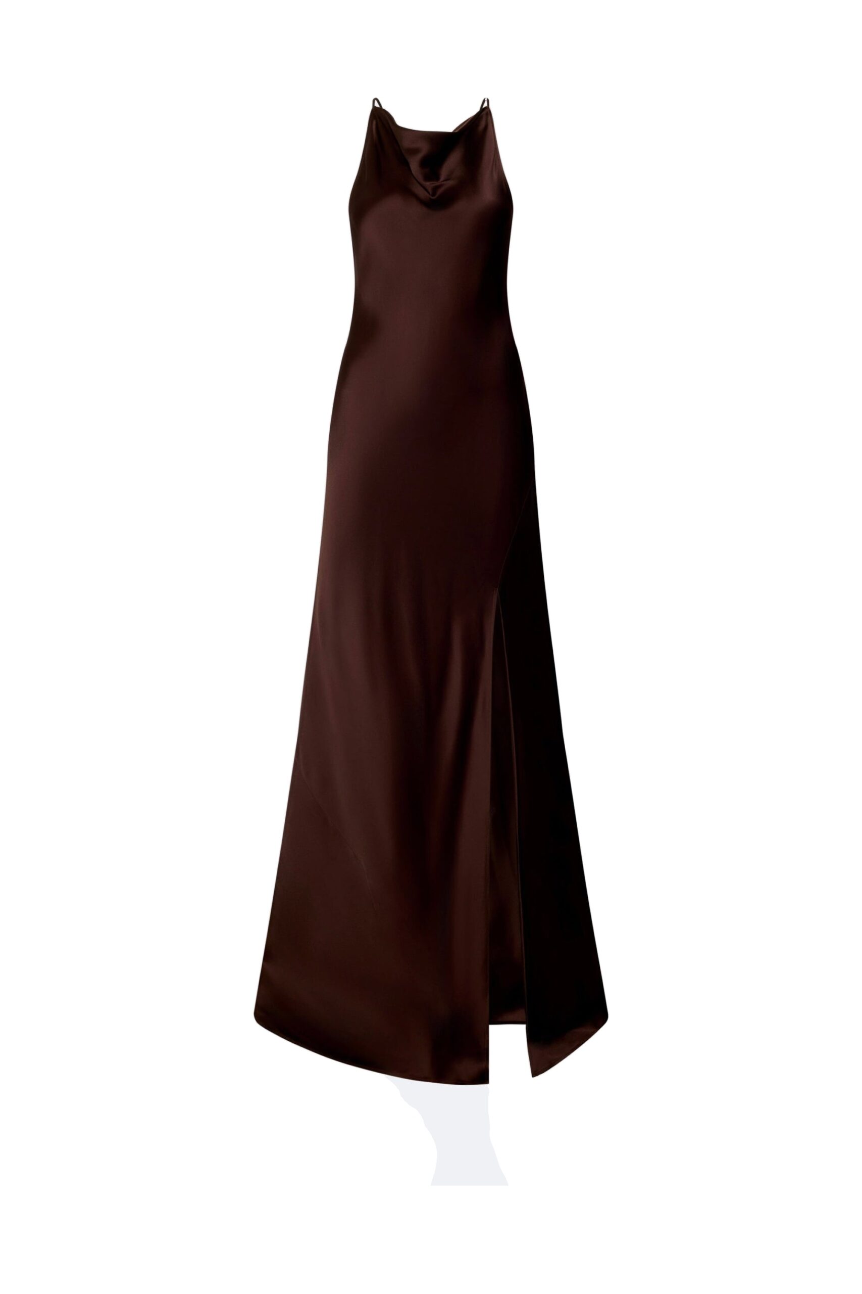 Satin Halter Gown in Chocolate