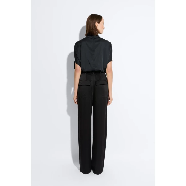 satin relaxed pleated pant