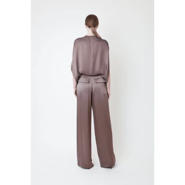satin relaxed pleated pant
