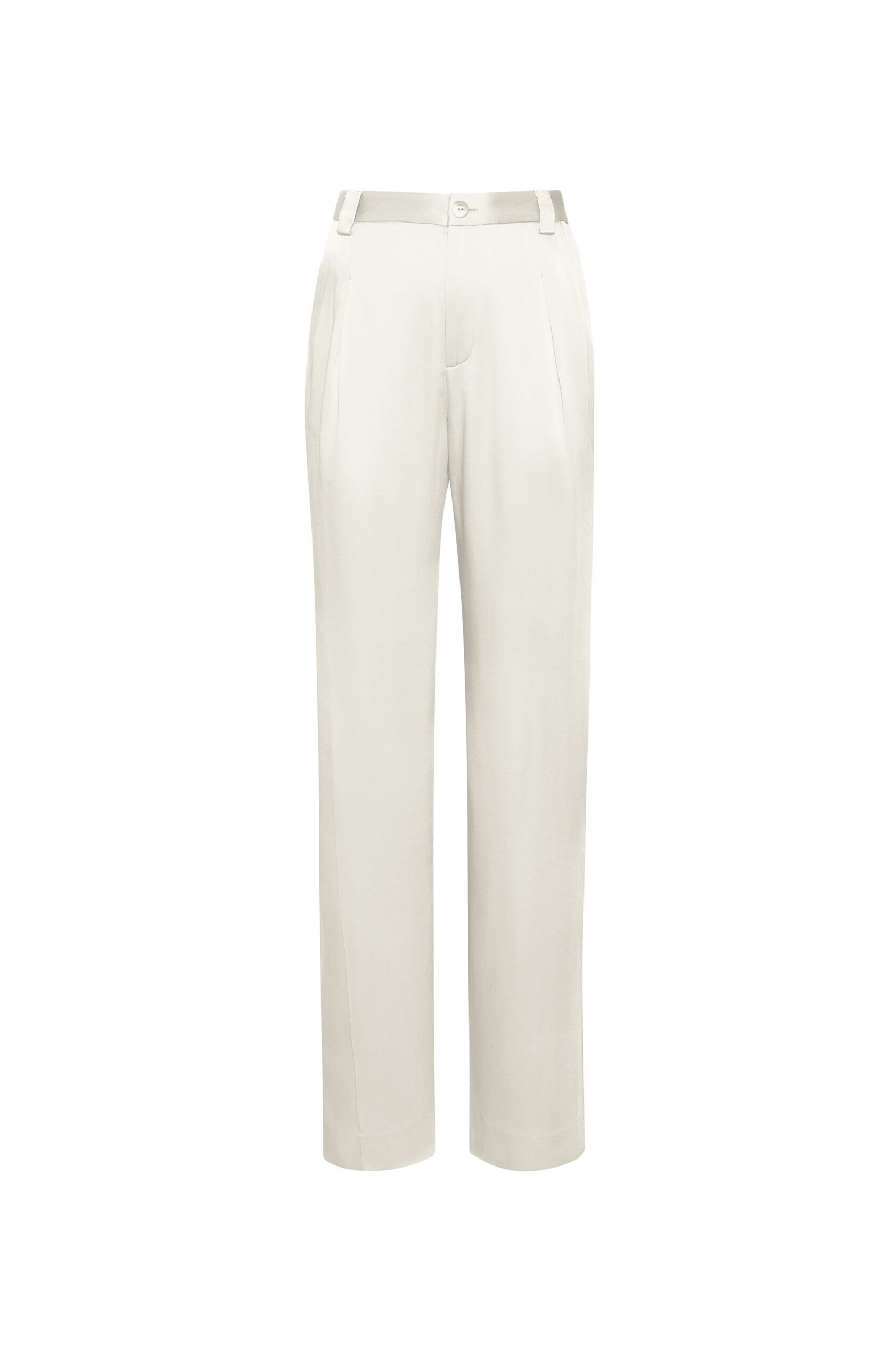 Satin Relaxed Pleated Pant in Cream