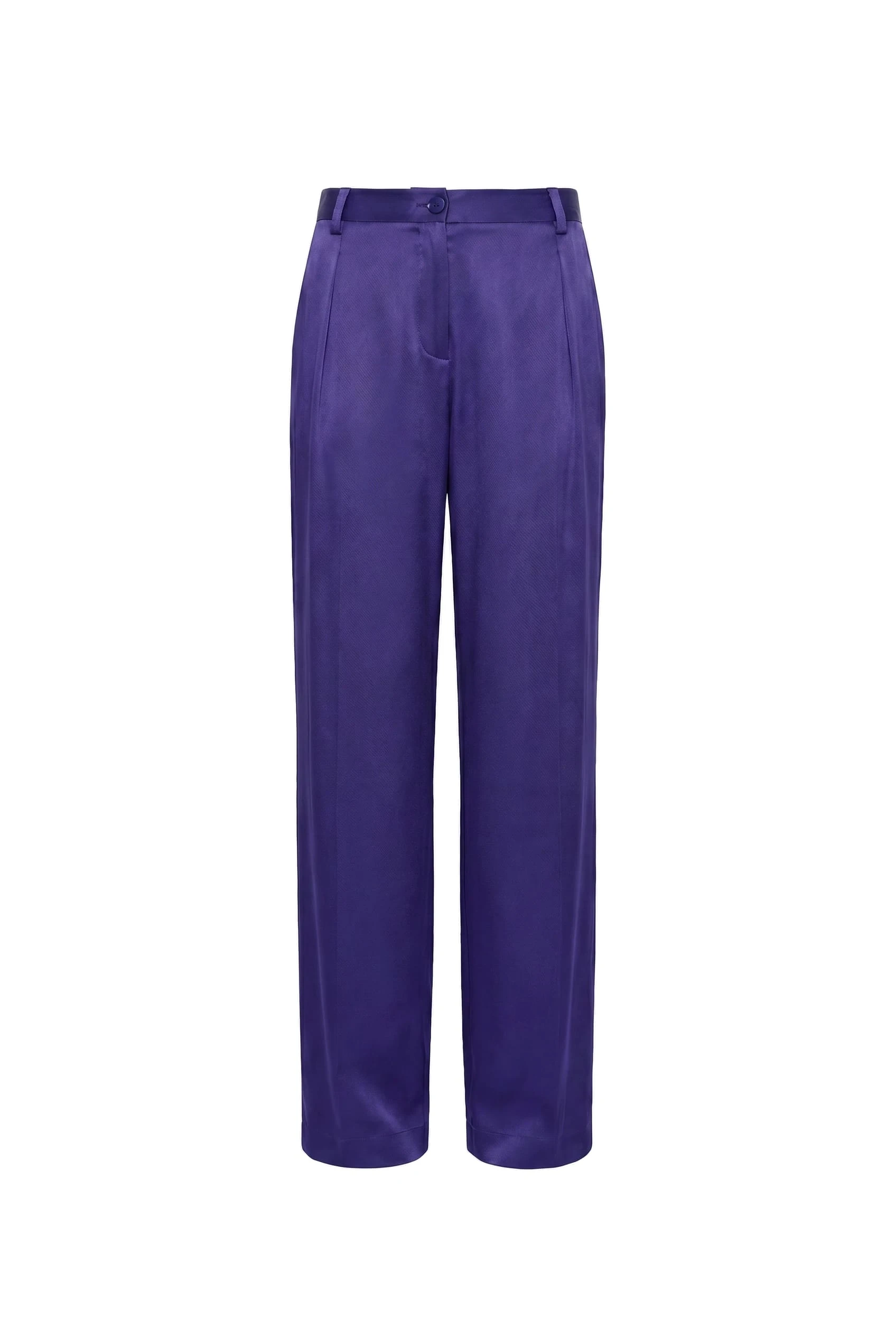 Satin Relaxed Pleated Pant in Indigo