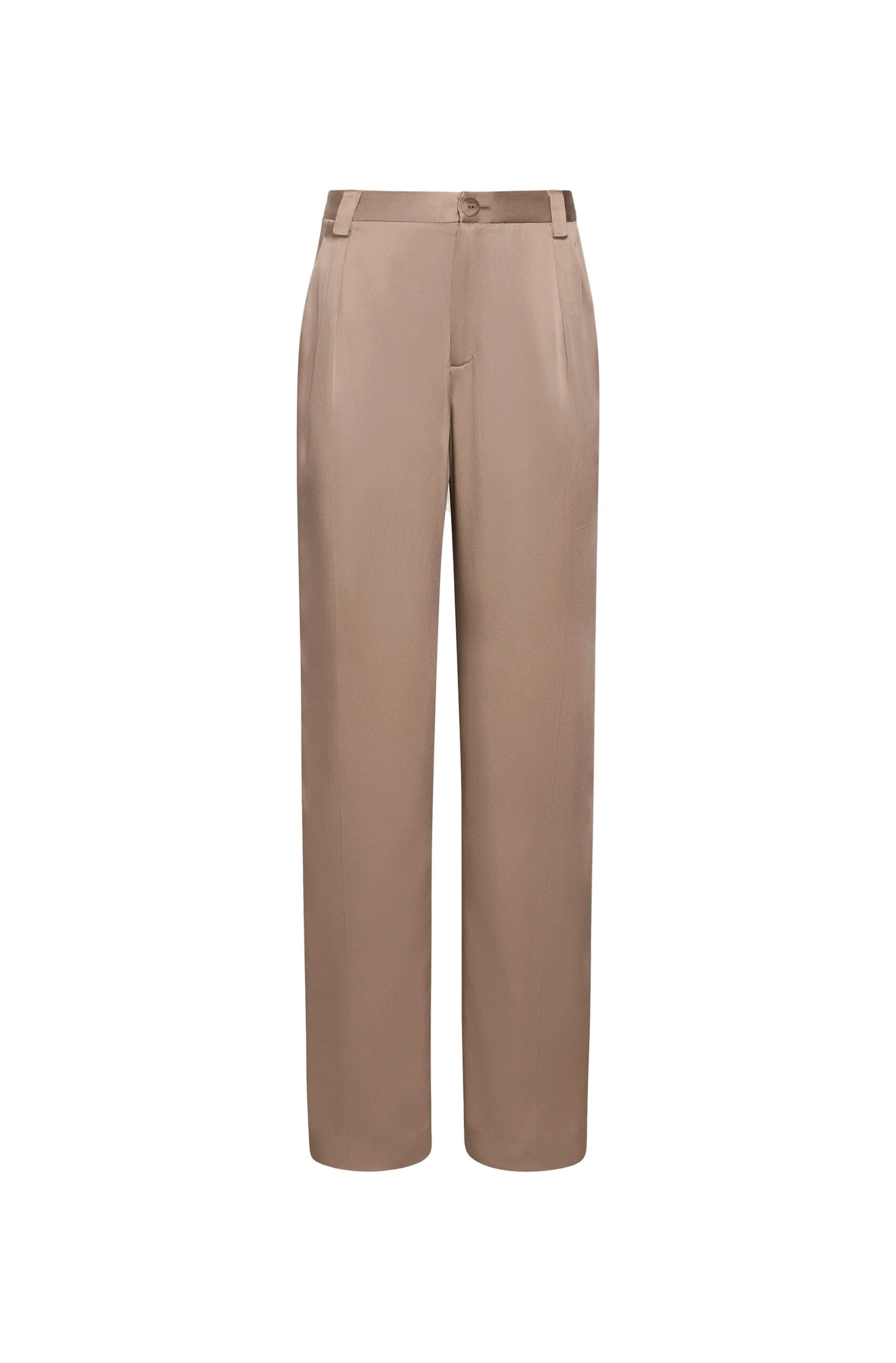Satin Relaxed Pleated Pant in Oat