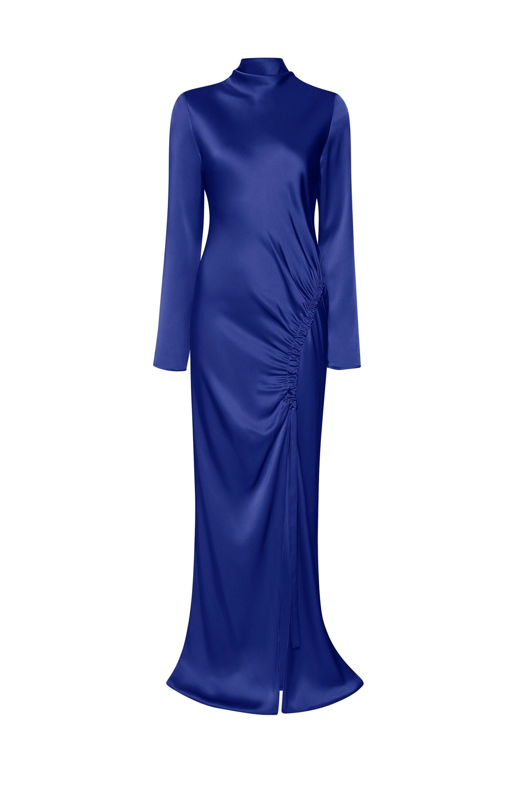 Satin Tab Gown in Indigo