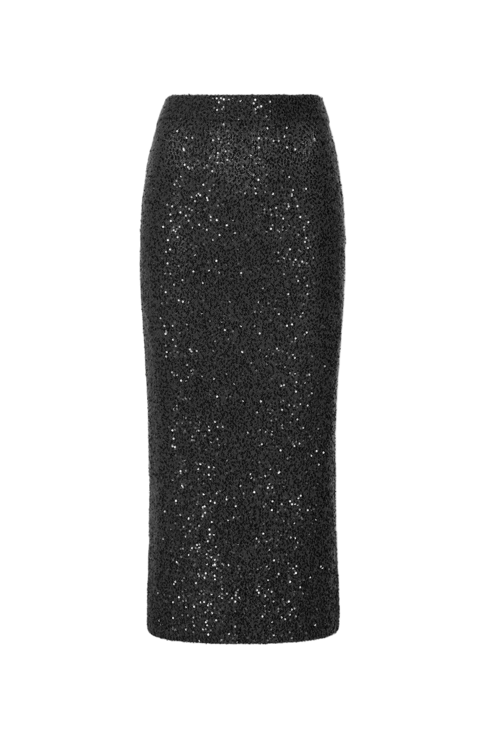 Sequin Cashmere Skirt in Black