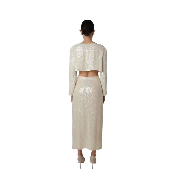 sequin high waist slit skirt