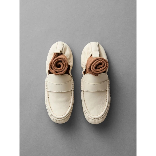 ATP Atelier Lauria in Linen Slip On Loafers Ivory