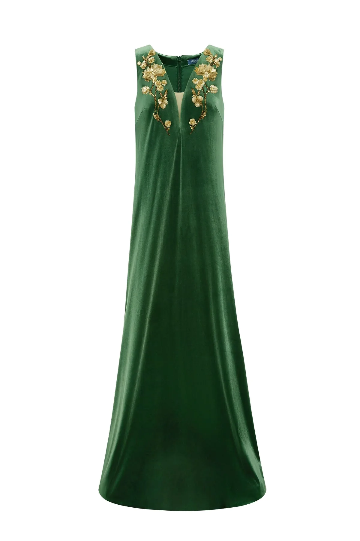 Agathy Velvet Embellished Gown in Forest