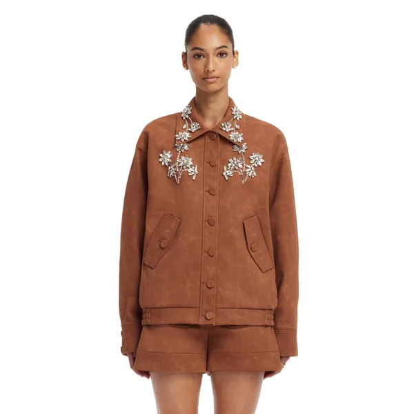 Astrid Embellished Vegan Suede Jacket