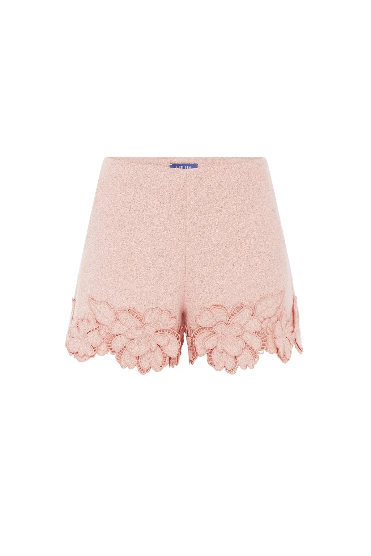 Belle Appliqué Tweed Shorts in Dusty Pink