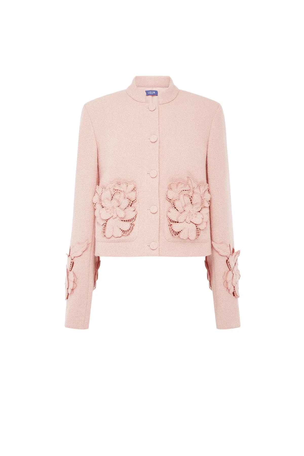 Blythe Appliqué Tweed Jacket in Dusty Pink