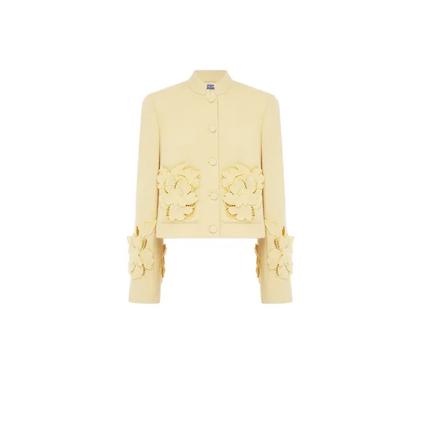 Blythe Appliqué Tweed Jacket in Dusty Yellow
