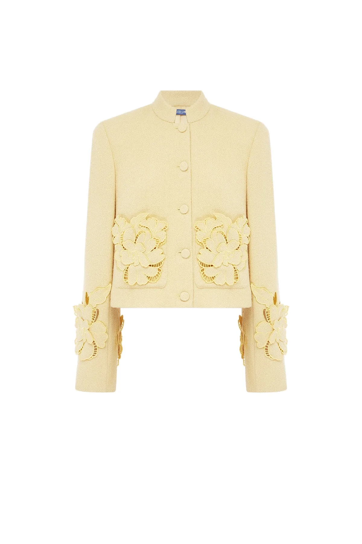 Blythe Appliqué Tweed Jacket in Dusty Yellow