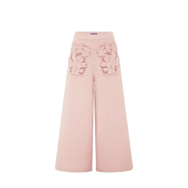 Christine Appliqué Tweed Pants in Dusty Pink