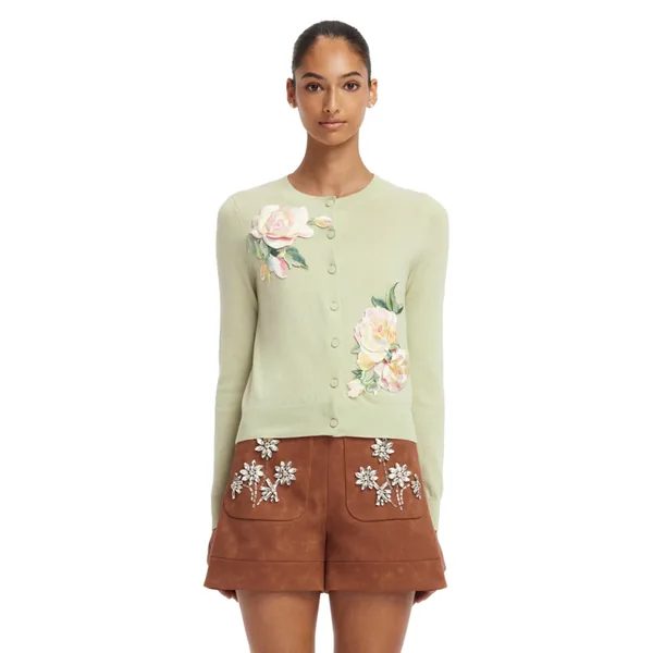 Claire Embroidered Cashmere Blend Cardigan