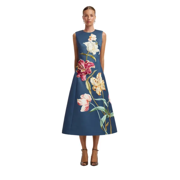 Cleo Embroidered Sleeveless Midi Dress