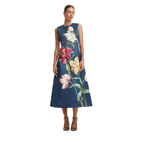 Lily Print in Indigo