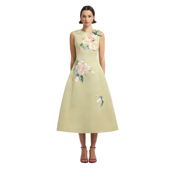 Cleo Embroidered Sleeveless Midi Dress