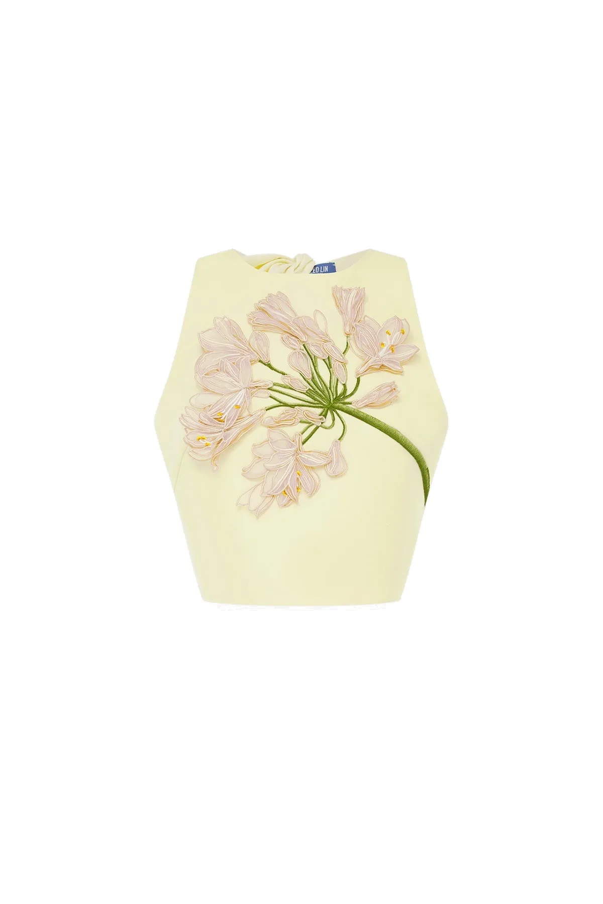 Ella Appliqué Bow Backless Top in Agapanthus Print