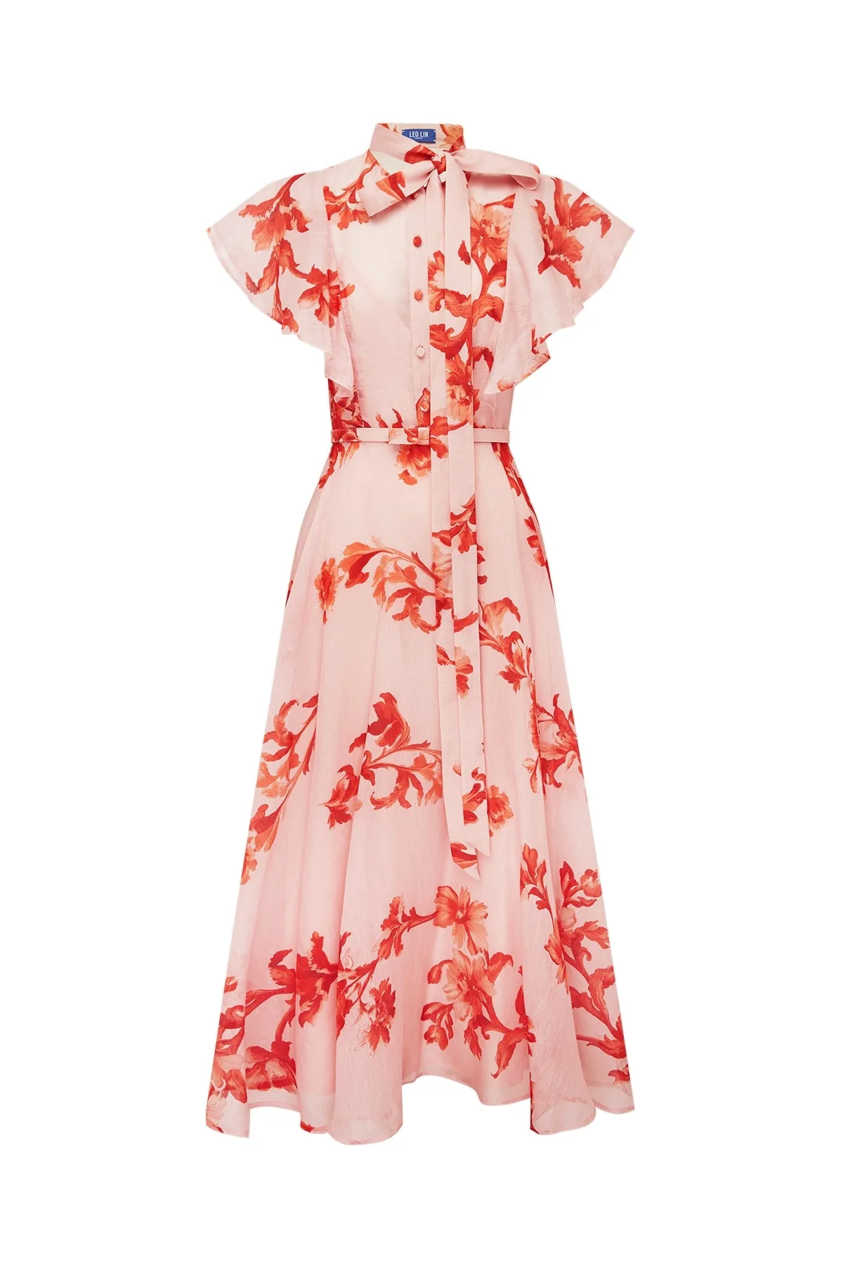Elsie Flutter Sleeve Midi Dress in Magnolia Print
