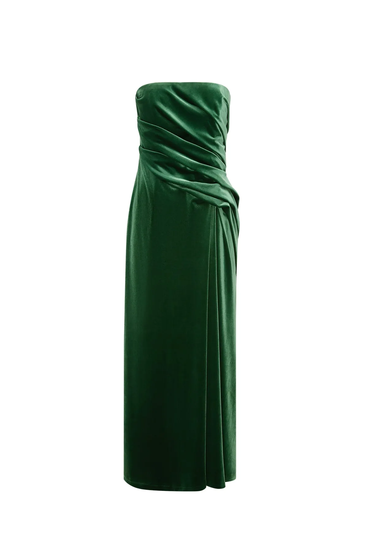 Florence Velvet Ruffled Maxi Dress in Forest